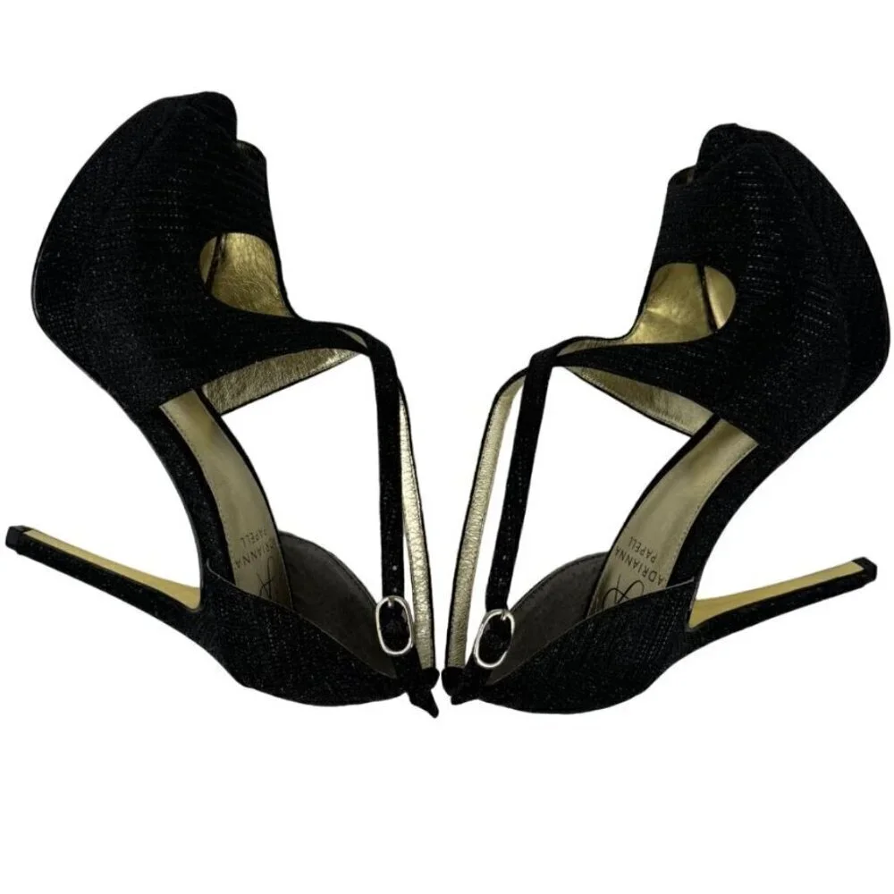 Adrianna Papell NEW Platform Heels Rosalie Black Gavi Glitter Formal Size 6.5M